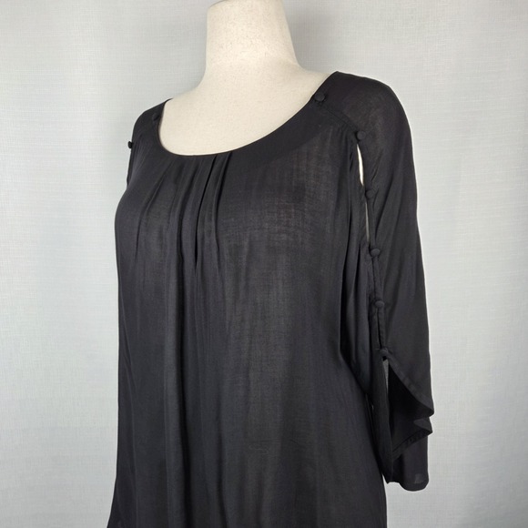 Maeve Tops - Maeve Anthropologie Black Blouse Women's Medium Modern Button Sleeve Lightweight